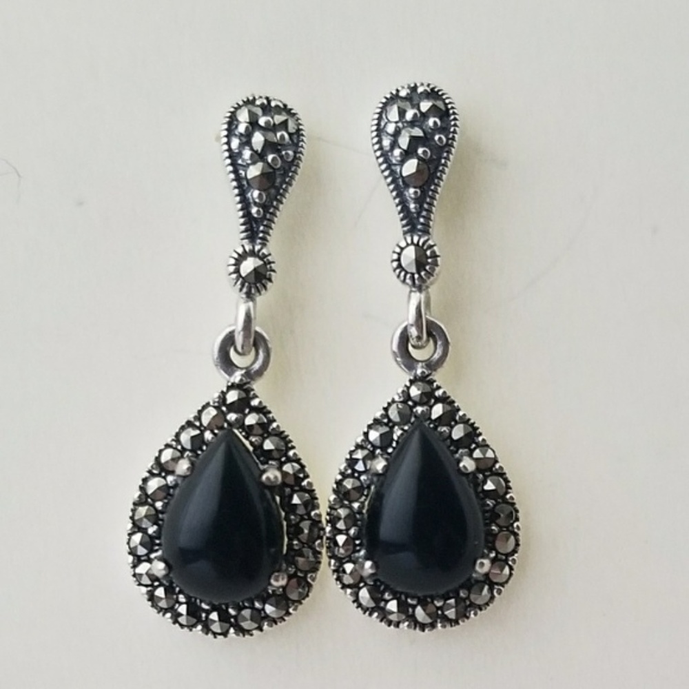 *SOLD*Sterling Silver 925 Black Onyx Marcasite